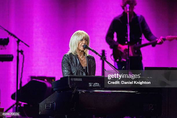 Vocalist/keyboardist Christine McVie of fleetwood Mac performs on stage at Viejas Arena on December 2, 2014 in San Diego, California.