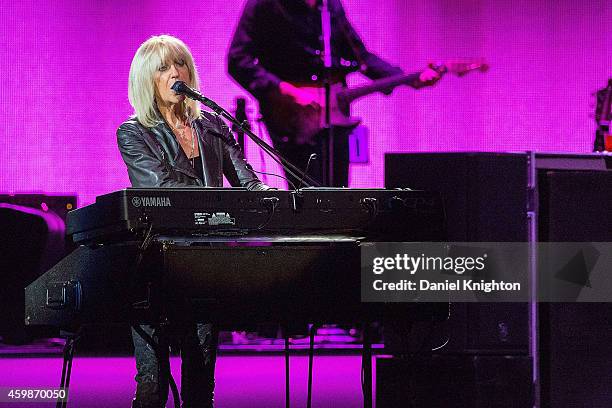 Vocalist/keyboardist Christine McVie of fleetwood Mac performs on stage at Viejas Arena on December 2, 2014 in San Diego, California.