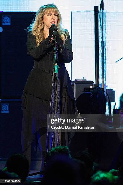 Vocalist Stevie Nicks of Fleetwood Mac performs on stage at Viejas Arena on December 2, 2014 in San Diego, California.