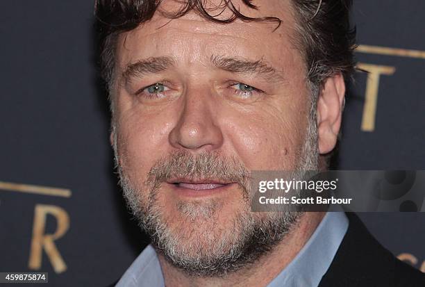 Russell Crowe arrives at the Melbourne Premier of "The Water Diviner" at Rivoli Cinema on December 3, 2014 in Melbourne, Australia.