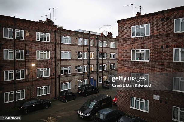 General view of the New Era housing estate in East London on December 2, 2014 in London, England. On Monday many of the residents marched in central...