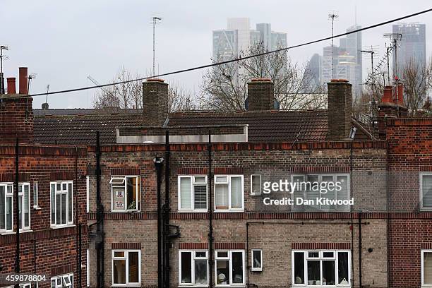 General view of the New Era housing estate in East London on December 2, 2014 in London, England. On Monday many of the residents marched in central...