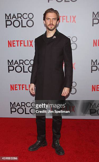 Actor Dan Stevens attends the "Marco Polo" New York series premiere at AMC Lincoln Square Theater on December 2, 2014 in New York City.
