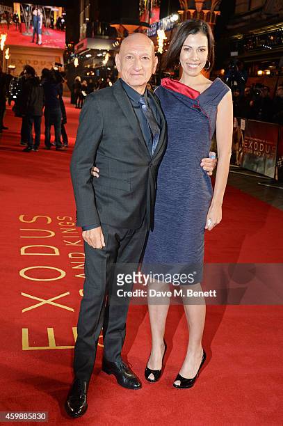 Sir Ben Kingsley and wife Daniela Lavender attend the World Premiere of "Exodus: Gods and Kings" at Odeon Leicester Square on December 3, 2014 in...