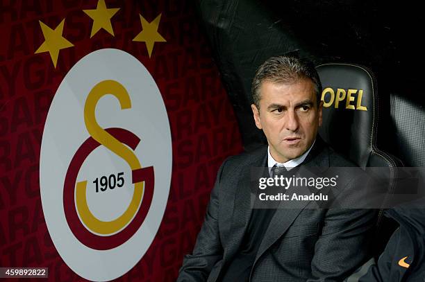 Head coach of Turkish Football Club Galatasaray Hamza Hamzaoglu is seen during Ziraat Turkish Cup Group G football match between Galatasaray and...