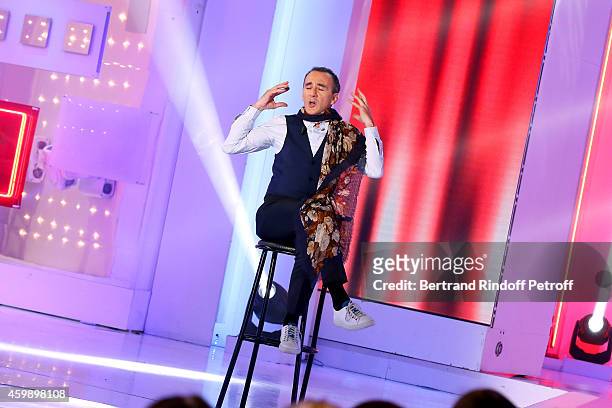 Humorist Elie Semoun performs and presents his show 'A partager' at 'La nouvelle Eve' during the 'Vivement Dimanche' French TV Show special Album 'La...