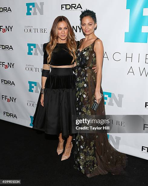 Sarah Jessica Parker and Nicole Richie attend the 2014 Fashion Footwear Association Of New York Awards at IAC Building on December 3, 2014 in New...