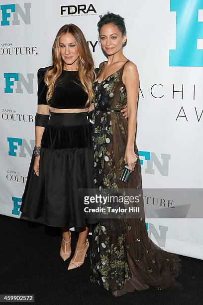 Sarah Jessica Parker and Nicole Richie attend the 2014 Fashion Footwear Association Of New York Awards at IAC Building on December 3, 2014 in New...