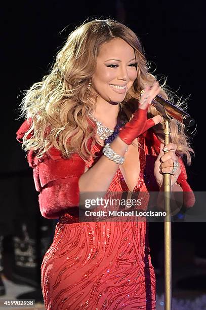 Mariah Carey performs at the 82nd annual Rockefeller Christmas Tree Lighting Ceremony at Rockefeller Center on December 3, 2014 in New York City.