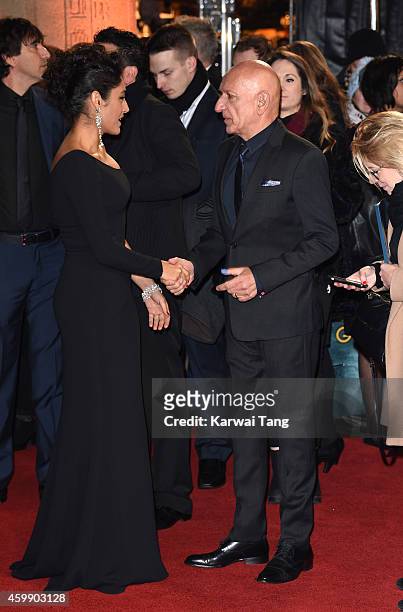 Golshifteh Farahani and Ben Kingsley attend the World Premiere of "Exodus Gods and Kings" at Odeon Leicester Square on December 3, 2014 in London,...