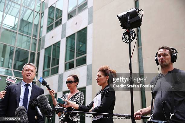 Shadow Minister for Agriculture and Rural Affairs Joel Fitzgibbon speaks to the media during a press conference at Parliament House on December 4,...
