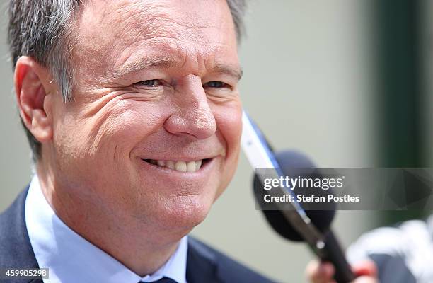 Shadow Minister for Agriculture and Rural Affairs Joel Fitzgibbon speaks to the media during a press conference at Parliament House on December 4,...