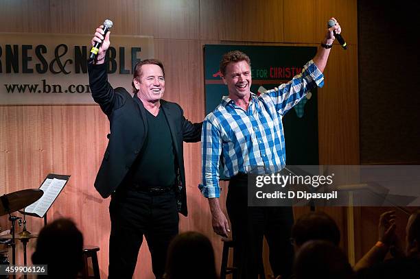 Tom Wopat and John Schneider perform onstage while promoting their CD "Home For Christmas" at Barnes & Noble, 86th & Lexington on December 3, 2014 in...