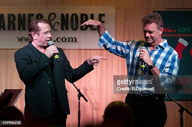 Tom Wopat and John Schneider perform onstage while promoting their CD "Home For Christmas" at Barnes & Noble, 86th & Lexington on December 3, 2014 in...