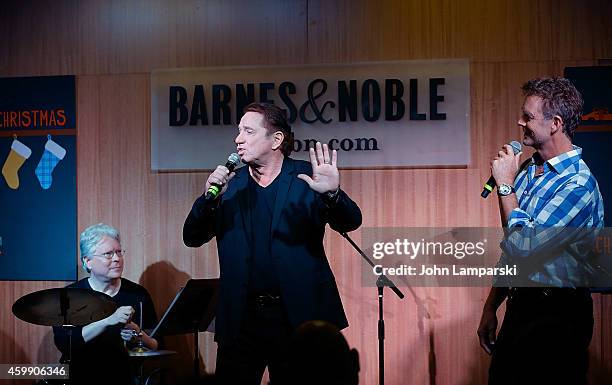 Tom Wopat and John Schneiderperform at the signing of their cd "Home For Christmas" at Barnes & Noble, 86th & Lexington on December 3, 2014 in New...