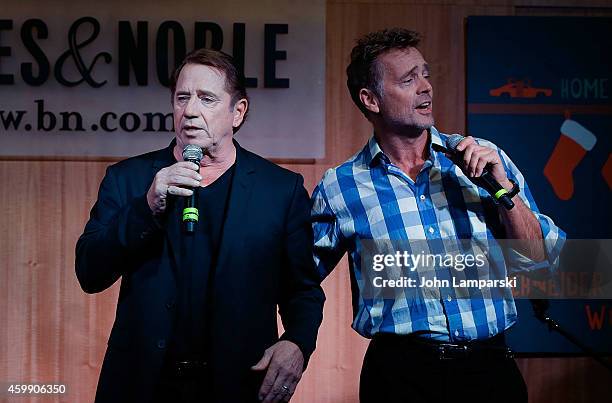 Tom Wopat and John Schneiderperform at the signing of their cd "Home For Christmas" at Barnes & Noble, 86th & Lexington on December 3, 2014 in New...