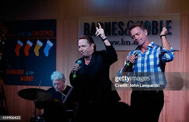 Tom Wopat and John Schneiderperform at the signing of their cd "Home For Christmas" at Barnes & Noble, 86th & Lexington on December 3, 2014 in New...