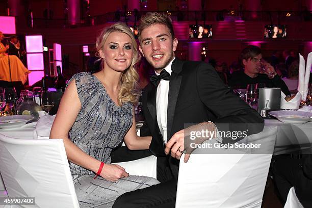 Christoph Kramer and his girlfriend Celina Scheufele during the Audi Generation Award 2014 at Hotel Bayerischer Hof on December 3, 2014 in Munich,...