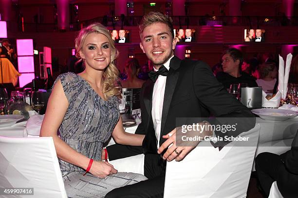 Christoph Kramer and his girlfriend Celina Scheufele during the Audi Generation Award 2014 at Hotel Bayerischer Hof on December 3, 2014 in Munich,...