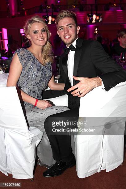 Christoph Kramer and his girlfriend Celina Scheufele during the Audi Generation Award 2014 at Hotel Bayerischer Hof on December 3, 2014 in Munich,...