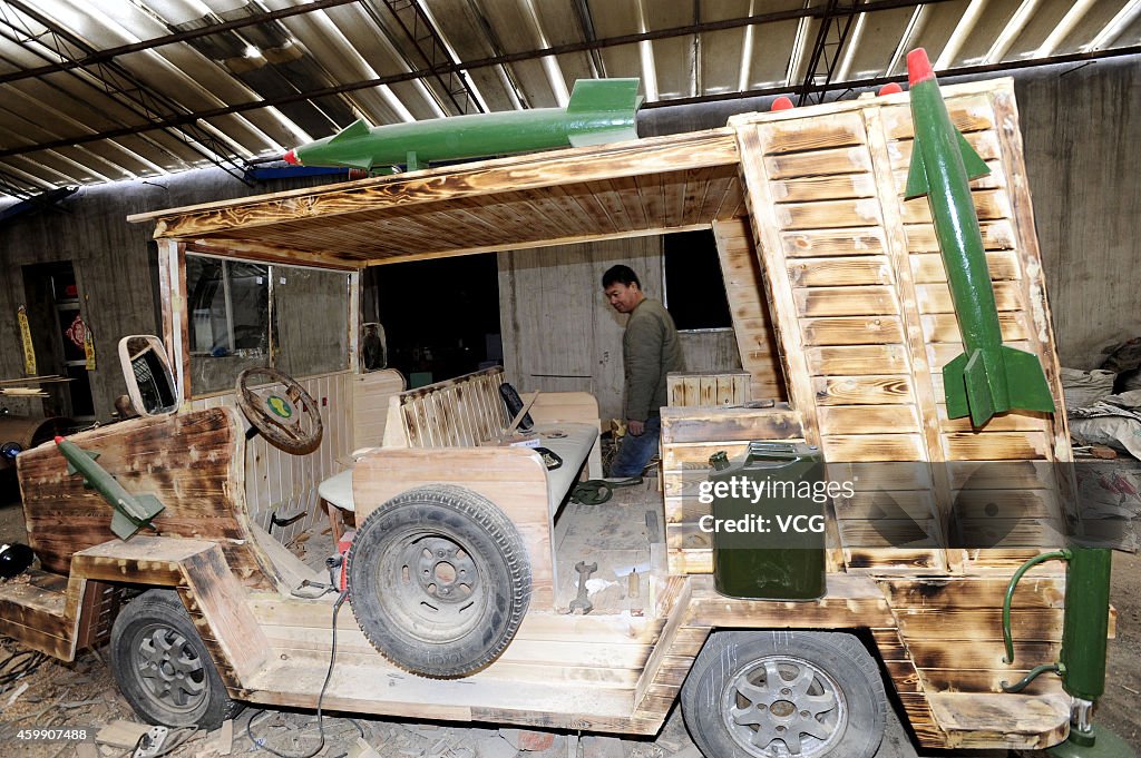 Home-made Electric Wooden Armored Vehicle In Shenyang