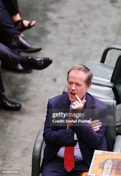 Opposition Leader Bill Shorten during House of Representatives question time at Parliament House on December 4, 2014 in Canberra, Australia. Today is...