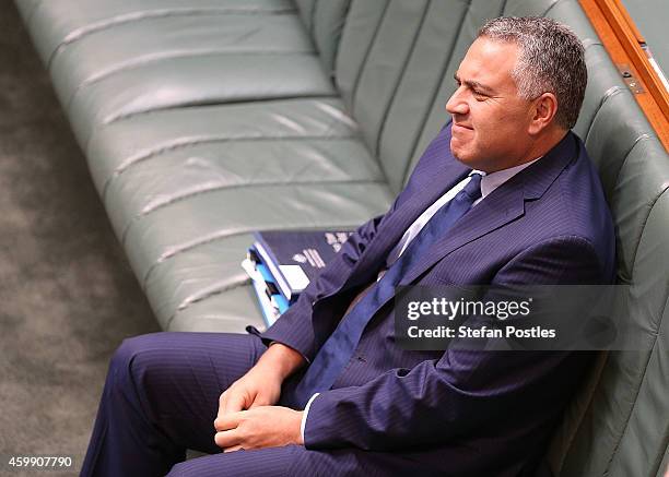 Treasurer Joe Hockey during House of Representatives question time at Parliament House on December 4, 2014 in Canberra, Australia. Today is the...