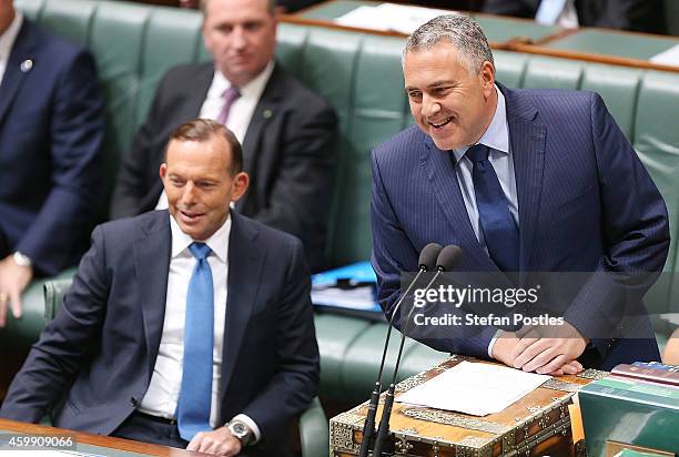 Treasurer Joe Hockey during House of Representatives question time at Parliament House on December 4, 2014 in Canberra, Australia. Today is the...