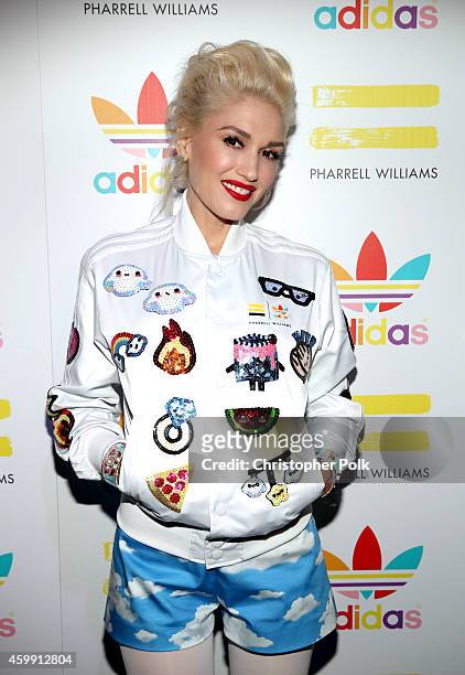 Singer Gwen Stefani attends the collaboration celebration of Pharrell Williams and Adidas at Hinoki & The Bird on December 3, 2014 in Los Angeles,...