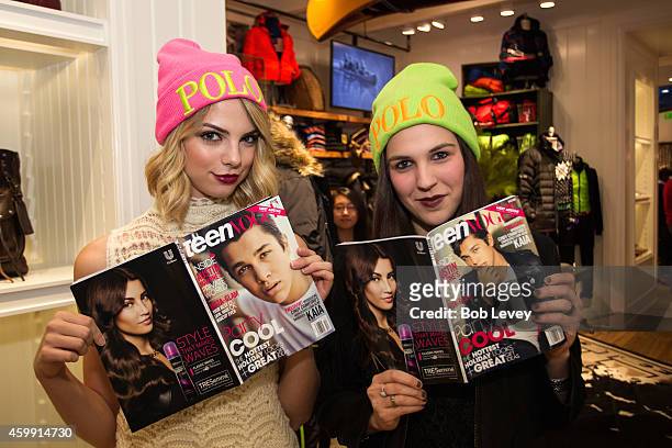 Vlogger Allie Marie Evans and Teen Vogue Editor Kirby Marzec at the Teen Vogue and Polo Ralph Lauren December 2014 Houston Store Opening on December...