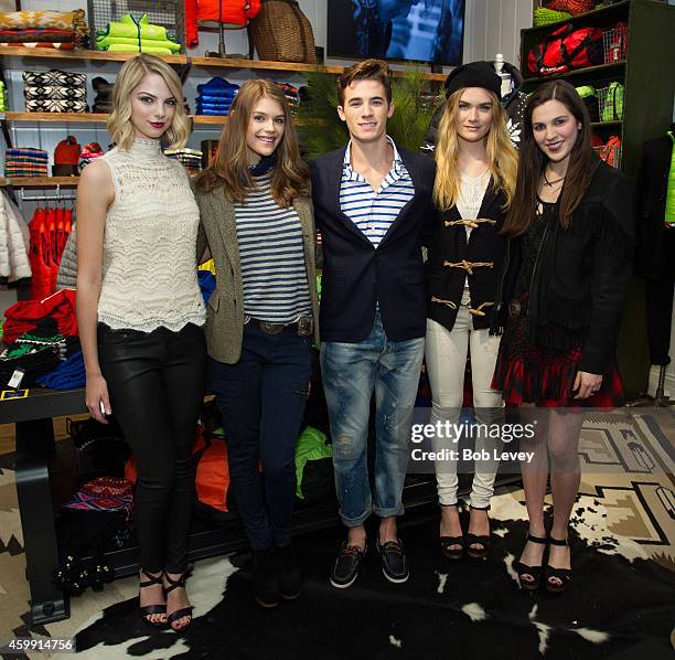 Allie Marie Evans, models from Neil Hamill Agency, and Teen Vogue Editor Kirby Marzec at the Teen Vogue and Polo Ralph Lauren December 2014 Houston...