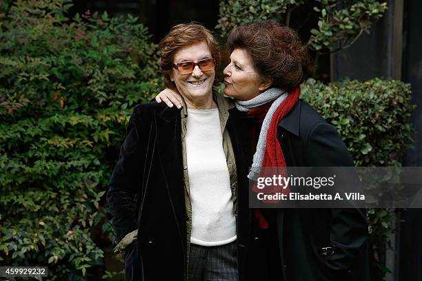 Director Liliana Cavani and producer Claudia Mori attend 'Francesco' TV miniseries photocall at RAI Viale Mazzini on December 4, 2014 in Rome, Italy.