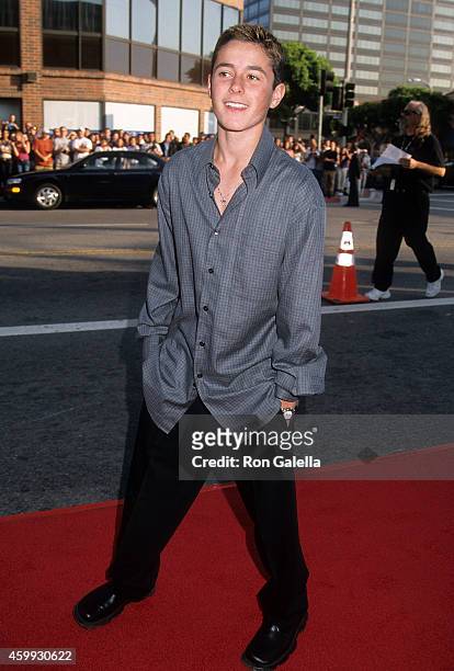 Actor Eli Marienthal attends the "American Pie 2" Westwood Premiere on August 6, 2001 at the Mann National Theatre in Westwood, California.