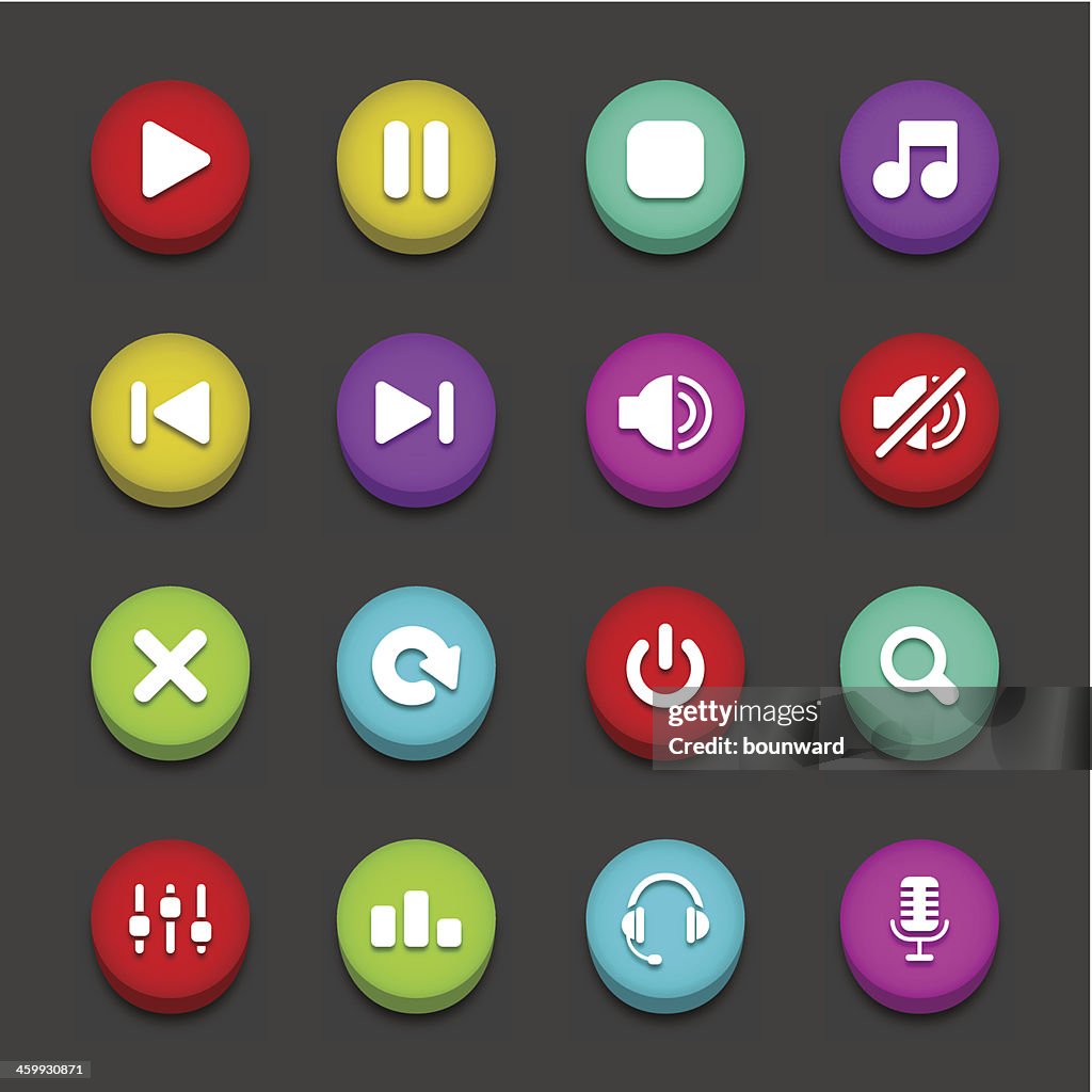 Colorful Audio Buttons High-Res Vector Graphic - Getty Images