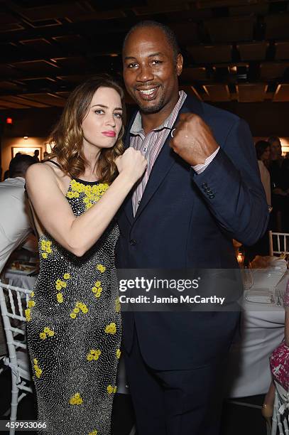 Actress Emily Blunt and former boxer Lennox Lewis attend IWC Schaffhausen celebrates "Timeless Portofino" Gala Event during Art Basel Miami Beach to...