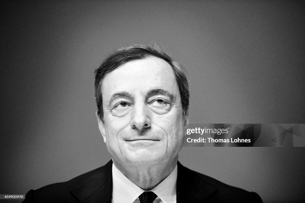 Mario Draghi Holds First Press Conference In New ECB Headquarters