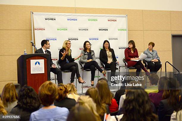 Don Schawbel, Laura Darrah, Sheila Nazzrian, Wendy Duncan, Shirley Leung and Cindy Ratzlaff attend the 2014 Massachusetts Conference for Women at...