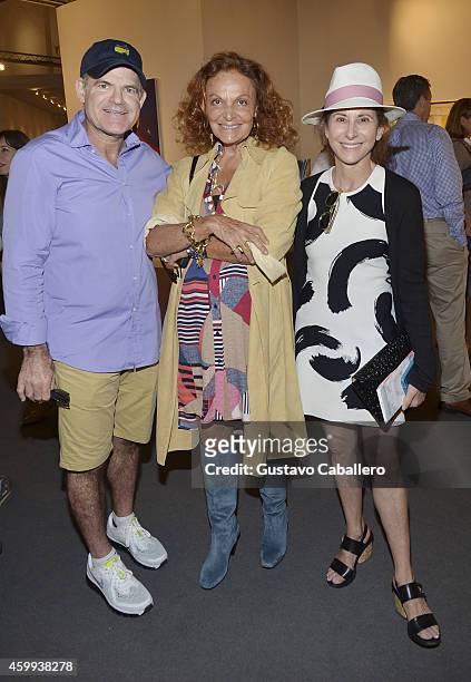 Scott Greenstein, designer Diane von Furstenberg, and Sharon Greenstein attend Art Basel Miami Beach 2014 - VIP Preview at the Miami Beach Convention...