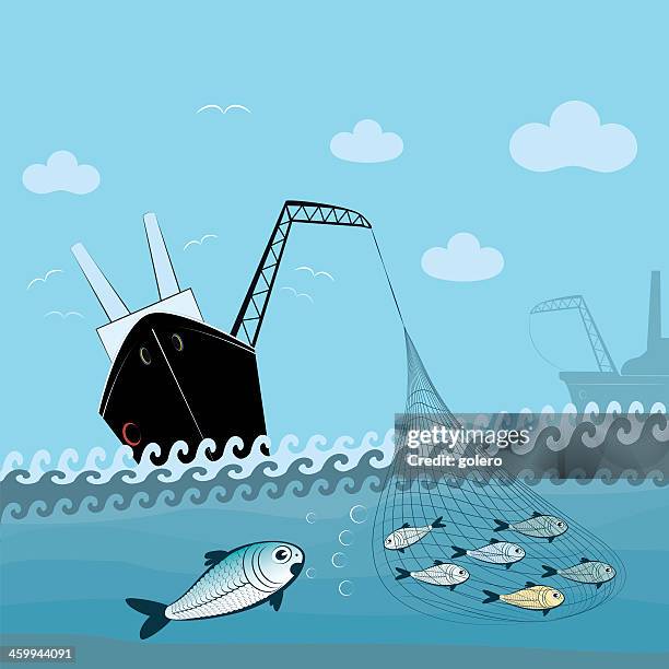 fishing - commercial fishing boat stock illustrations