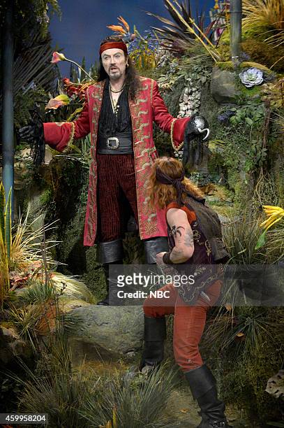Pictured: Christopher Walken as Captain Hook, Christian Borle as Smee --
