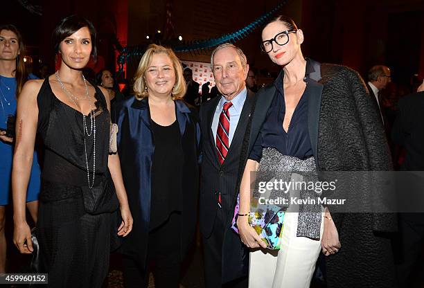 Padma Lakshmi, Hilary Rosen, Michael Bloomberg and Jenna Lyons attend Bloomberg Businessweek's 85th Anniversary Celebration at American Museum of...