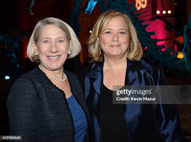Anita Dunn and Hilary Rosen attend Bloomberg Businessweek's 85th Anniversary Celebration at American Museum of Natural History on December 4, 2014 in...
