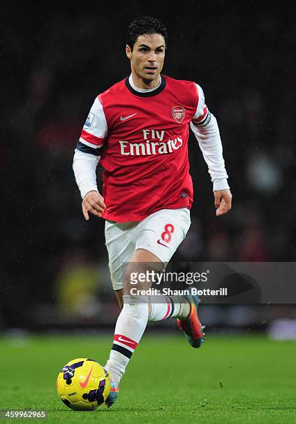 Mikel Arteta of Arsenal of Arsenal in action during the Barclays Premier League match between Arsenal and Cardiff City at Emirates Stadium on January...