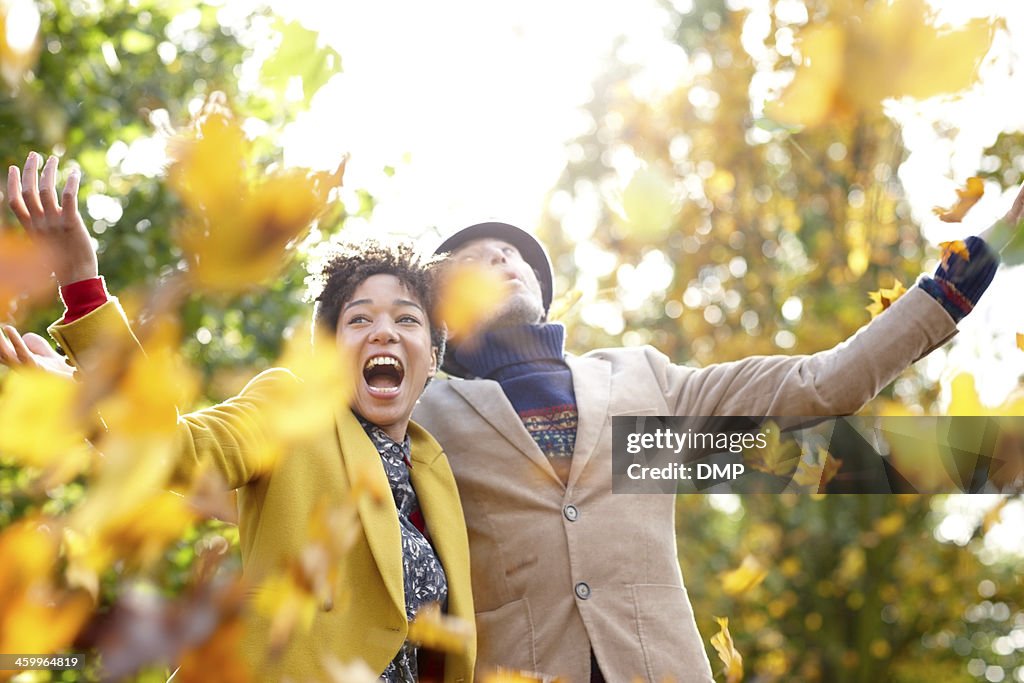 Lovely couple enjoying Autumn
