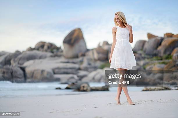 haute couture fashion in nature - beach dress stock pictures, royalty-free photos & images