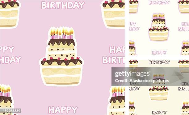 geburtstag fancycake (presentpaper/nahtlose muster). - cremetorte stock-grafiken, -clipart, -cartoons und -symbole