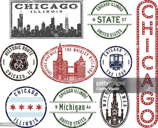 stockillustraties, clipart, cartoons en iconen met chicago rubber stamps - chicago