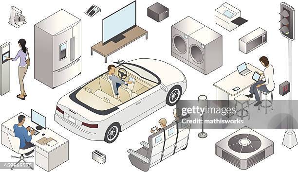 internet of things illustration - refrigeration transport stock illustrations