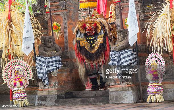 barong dans in bali. - barong dance stock pictures, royalty-free photos & images