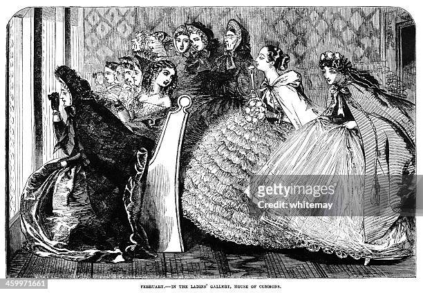 stockillustraties, clipart, cartoons en iconen met february - ladies' gallery at the house of commons - petticoat